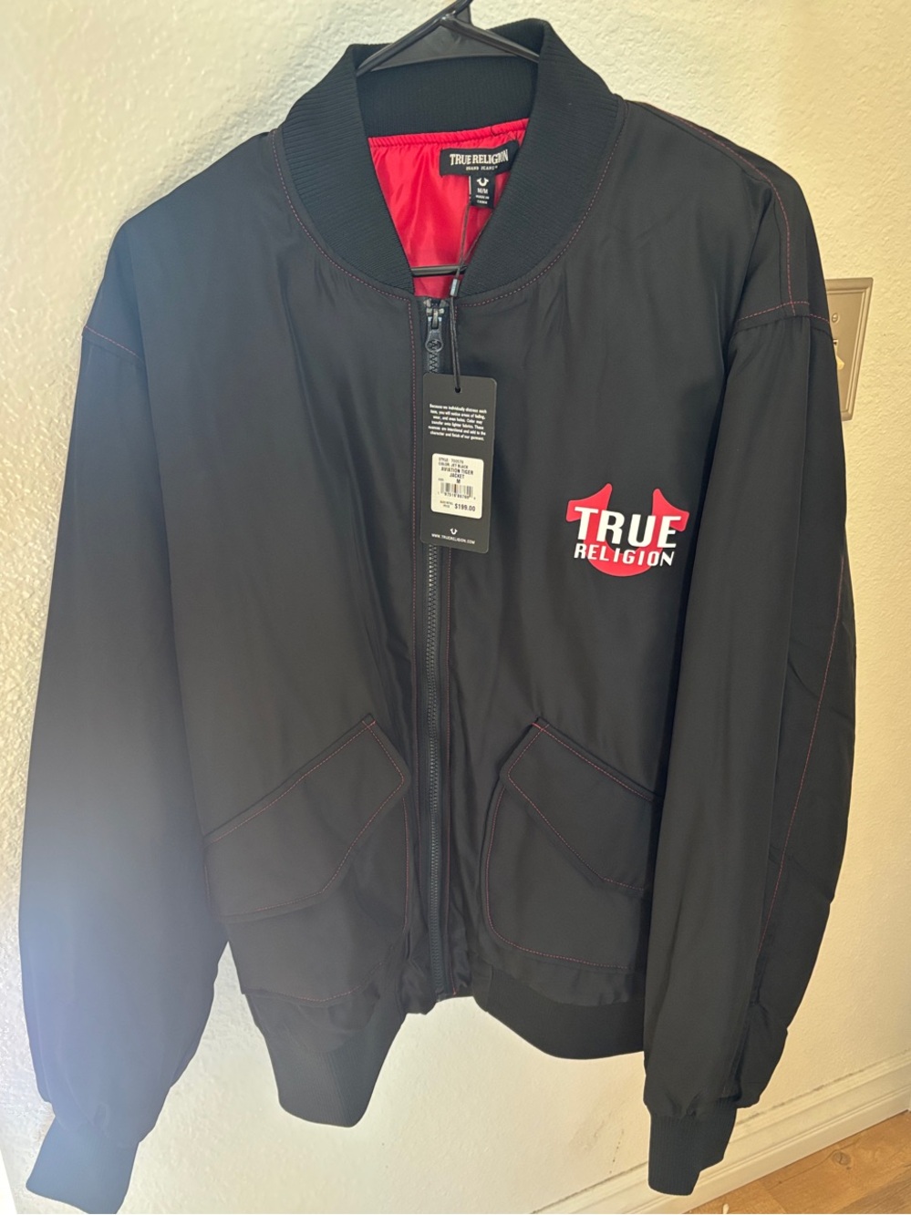 True Religion| Black Jacket with Red Logo